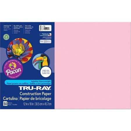 TRU-RAY Paper, Const, 12X18, Pink, 50Sh Pk PAC103044